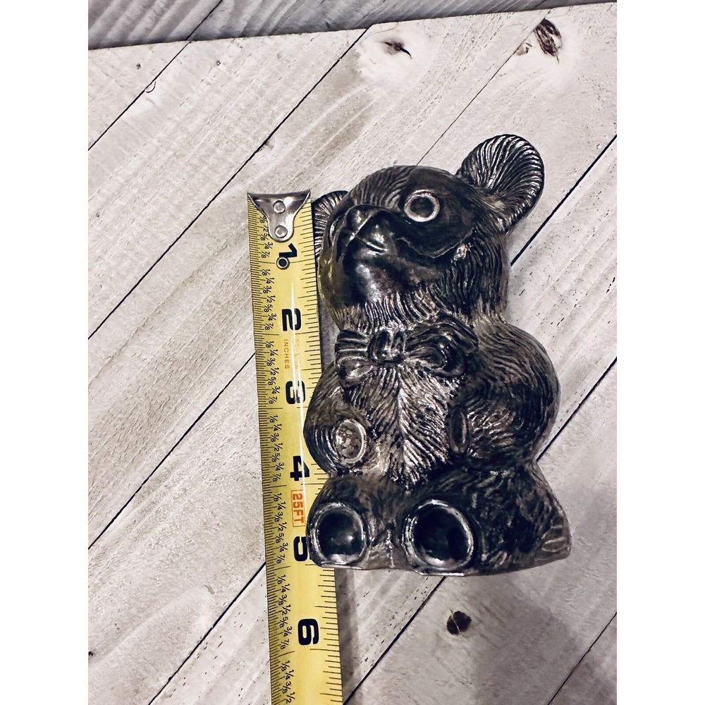 Hobby House Silverplated Teddy Bear Coin Bank Made in Hong Kong Cute Collectible - Picture 6 of 6